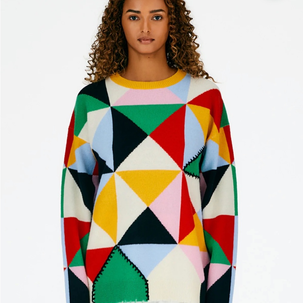 Tibi intarsia patchwork sweater size S